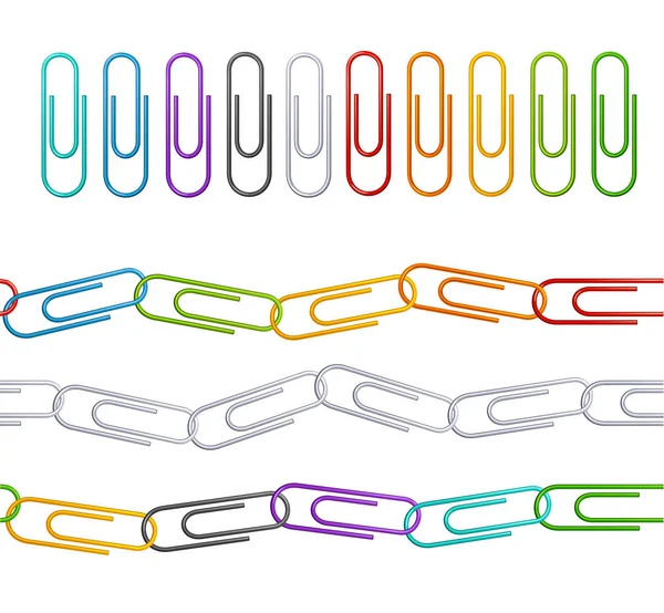 Realistische 3D-gedetailleerde kleur Paperclip lijn ingesteld. Vector — Stockvector