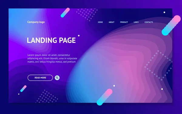 Landing Page Template on Abstract Color Background Design. Vector — Stock Vector