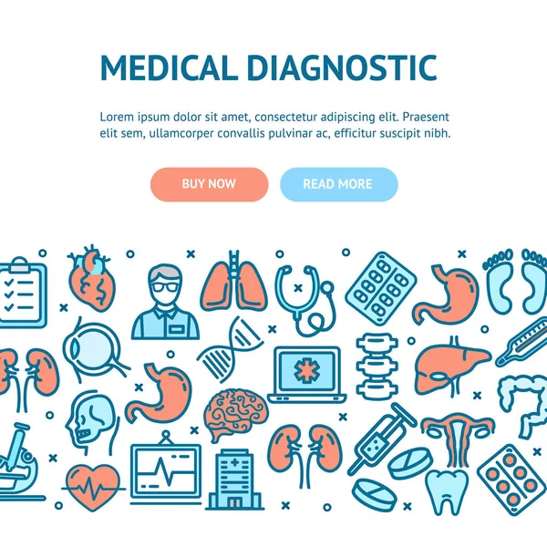 Carte d'affiches de bannière de flyer de diagnostics médicaux. Vecteur — Image vectorielle