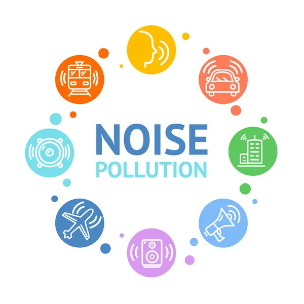 Noise Pollution Concept Card Round Design. Vector — Stock Vector