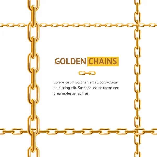 逼真的3d 详细的黄金链框架。向量 — 图库矢量图片