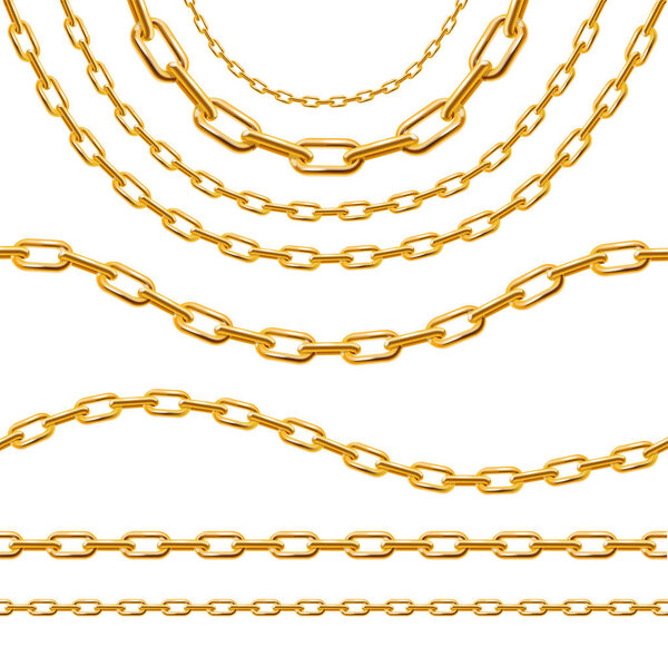 Refleic 3d Detailed Gold Chain Set. Вектор
