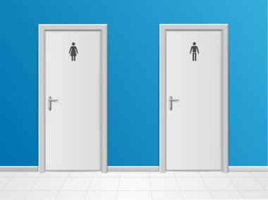 Gerçekçi 3d Detaylı Erkek ve Kadın Tuvalet Dolabı. Vektör