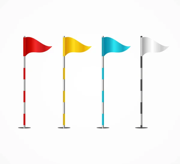 Realistisk 3D detaljerad Golf flagga set. Vektor — Stock vektor