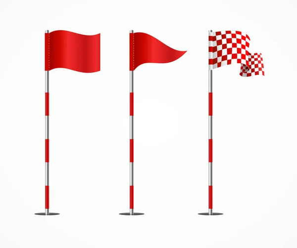 Realistische 3D gedetailleerde Golf vlag set. Vector — Stockvector