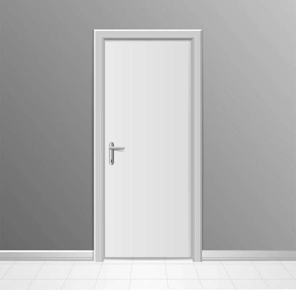 Realistic 3d Detailed White Modern Door. Vector