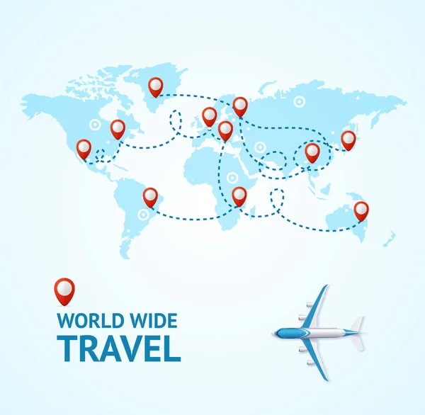 逼真的3d详细全球旅行概念卡。 — 图库矢量图片