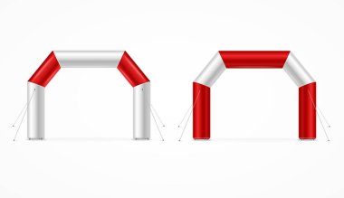 Gerçekçi detaylı 3D kare şişme Archway set. Vektör