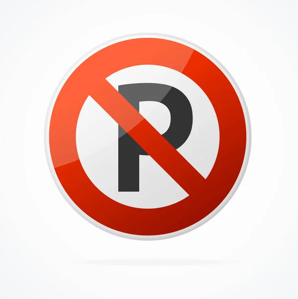 Realistic Detailed 3d No Parking Red Round Sign. Vector — Stock Vector
