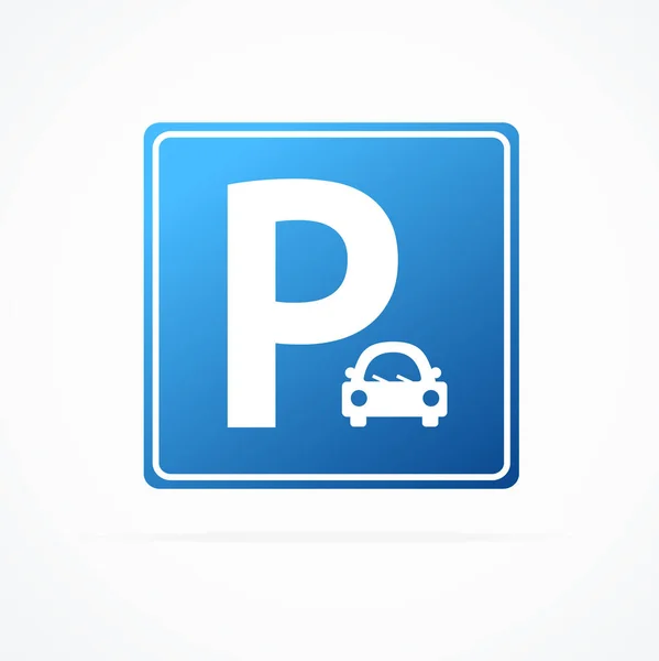 Sinal de estacionamento azul 3d detalhado realista com carro. Vetor —  Vetores de Stock