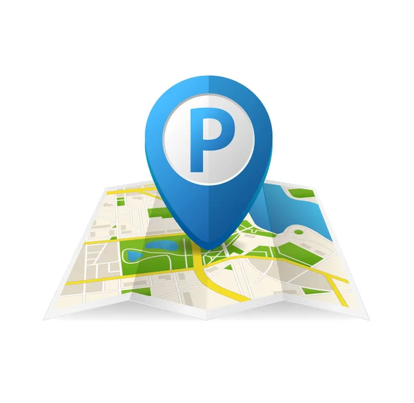 Pin de etiqueta azul de estacionamiento 3d detallado realista para la aplicación. Vector — Vector de stock