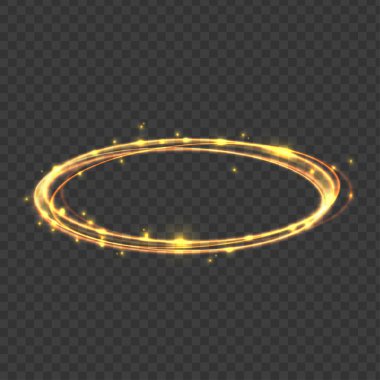 Gerçekçi 3d Detaylı Altın Swirls Işık Disk Puslu Etkisi. Vektör