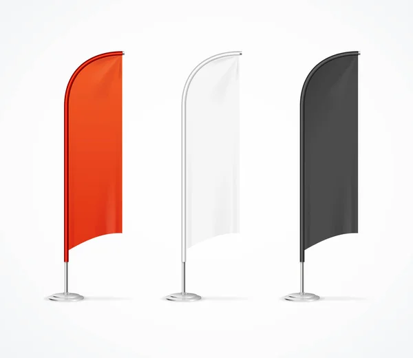 Realistic Detailed 3d Color Blank Expo Stand Flag Template Mockup Set. Vector — Stock Vector