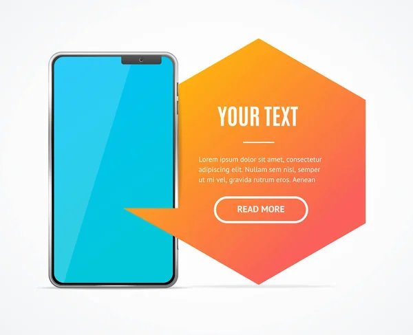 Realistic Detailed 3d Mobile Phone Banner Card Template. Vector — Stock Vector