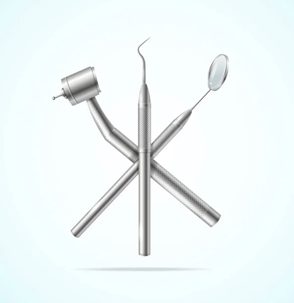 Realistic Detailed 3d Stainless Professional Dental Tools Set. Vector — Stock Vector