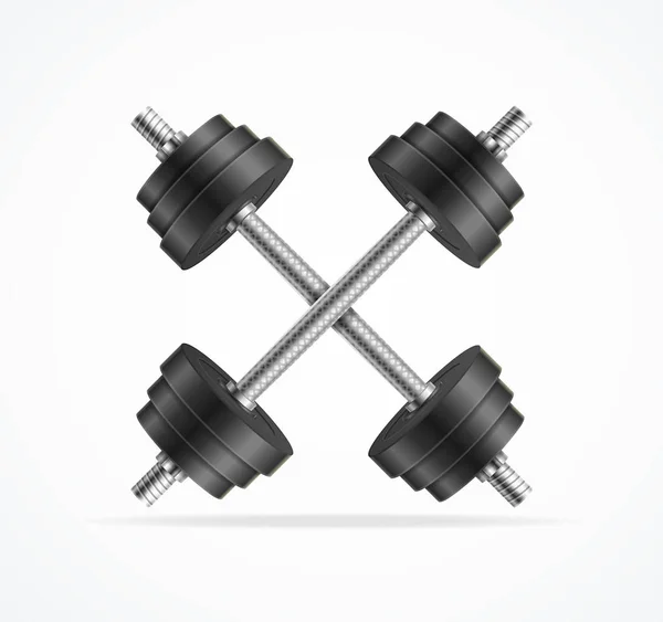 Realista detalhada 3d preto Dumbbell Set. Vetor —  Vetores de Stock