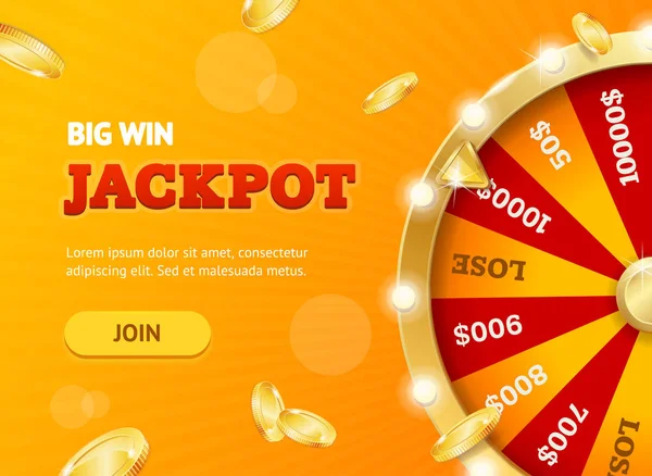 Realistic Detailed 3d Casino Fortune Wheel Jackpot Concept. Vector — Stock Vector
