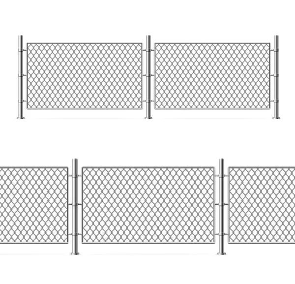 Realistisk detaljerad 3D metall staket trådnät. Vektor — Stock vektor