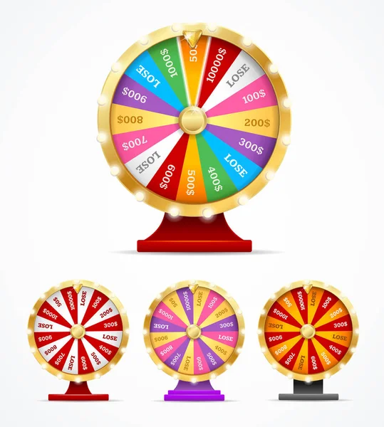 Realistico 3d dettagliato Casino Fortune Wheel Set. Vettore — Vettoriale Stock