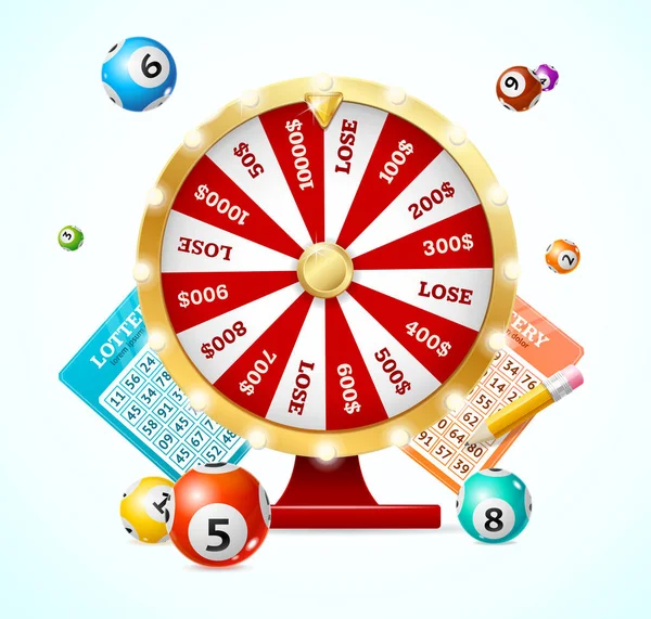 Casino Fortune Wheel and Lottery Table (dalam bahasa Inggris). Vektor - Stok Vektor