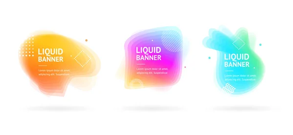 Kaart banner set met abstracte kleurrijke vloeibare vormen ontwerp concept. Vector — Stockvector