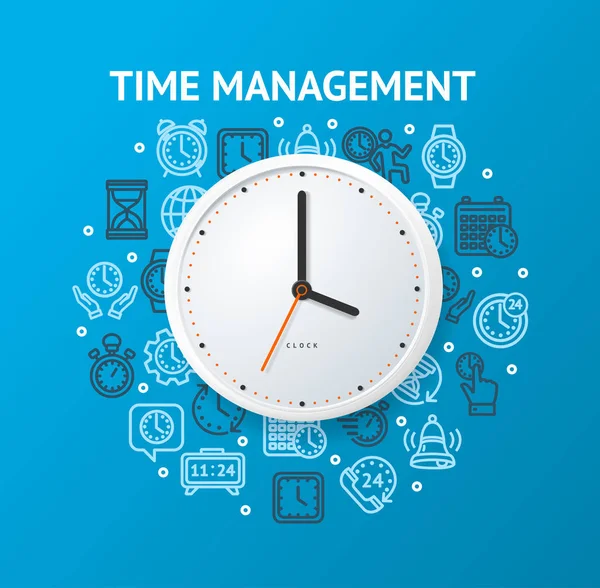 时间管理概念与现实详细3D挂钟。向量 — 图库矢量图片