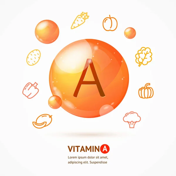 Reális részletes 3D-vitamin A kártya koncepció. Vektor — Stock Vector