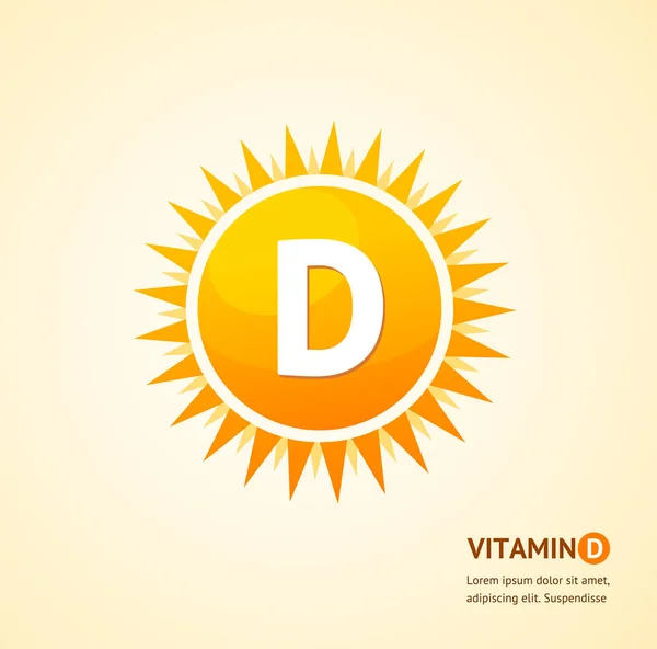 D-vitamin Sun Label kártya háttér koncepció. Vektor — Stock Vector