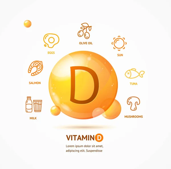 Reális részletes 3D-vitamin D kártya koncepció. Vektor — Stock Vector