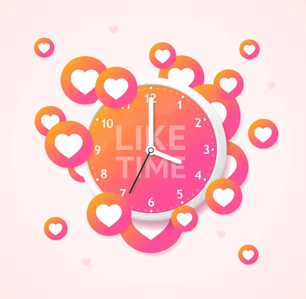 Like Time Concept with Realistic Detailed 3d Wall Clock. Vector — Stock Vector