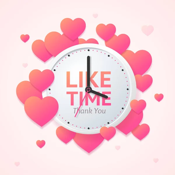 Like Time Concept with Realistic Detailed 3d Wall Clock. Vector — Stock Vector