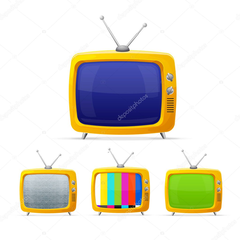 Different Tv with Color Screen Display Set. Vector