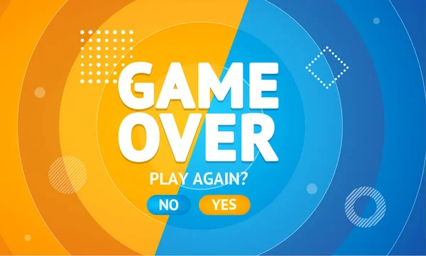 Game Over or Play Again Concept Banner Card (en inglés). Vector — Vector de stock