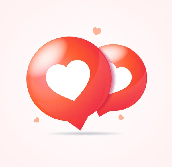 Realistic 3d Detailed Red Bubble with Heart Shape Like Set. Vector — Stock Vector