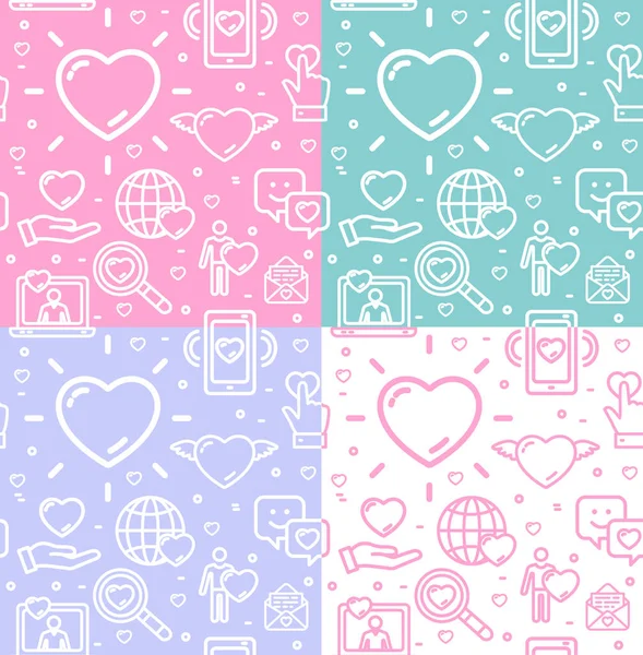 Dating Love Signs Seamless Pattern Background Set. Vector — Stock Vector