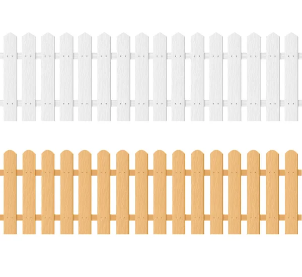 Ensemble de clôture en bois 3d blanc et brun détaillé réaliste. Vecteur — Image vectorielle