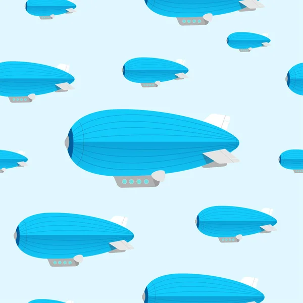 Cartoon Blue Luftschiffe nahtlose Muster Hintergrund. Vektor — Stockvektor