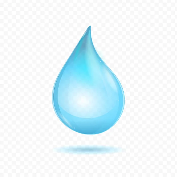 Ρεαλιστική Λεπτομερής 3d καθαρό μπλε σταγόνα νερού. Διάνυσμα — Διανυσματικό Αρχείο