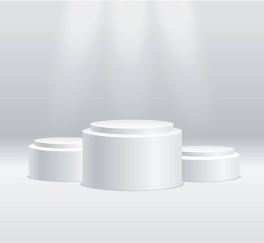 Gerçekçi Detaylı 3d Yuvarlak Sahne Sahnesi Seti. Vektör