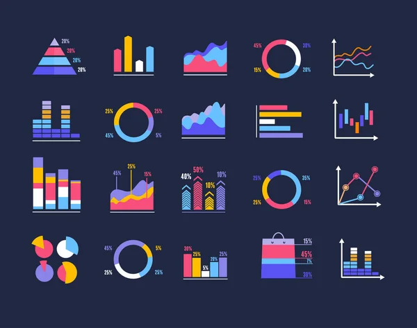 Color Business Diagram and Graph Set. Vector — Stock Vector