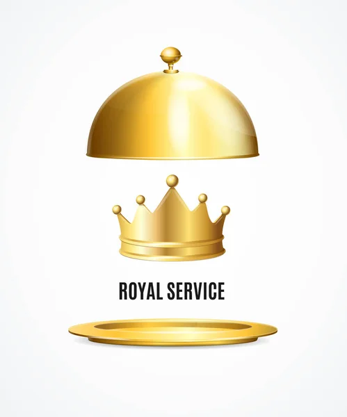 Realistisk Detaljerad 3D Golden Crown och Royal Service Concept. Vektor — Stock vektor