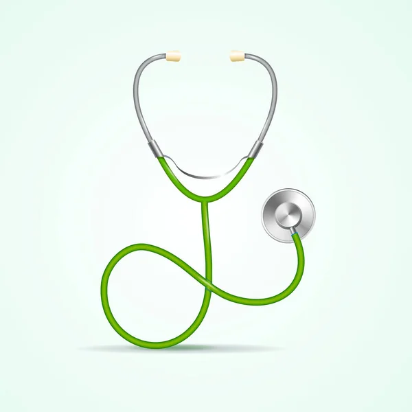 Realistisch gedetailleerde 3d medische groene stethoscoop. Vector — Stockvector