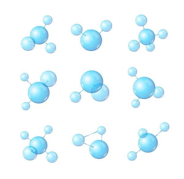 Realistická detailní 3d abstraktní sada molekul. Vektor — Stockový vektor