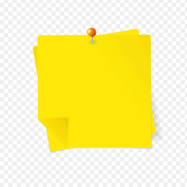 Réaliste détaillée 3d jaune collant note et broche. Vecteur — Image vectorielle