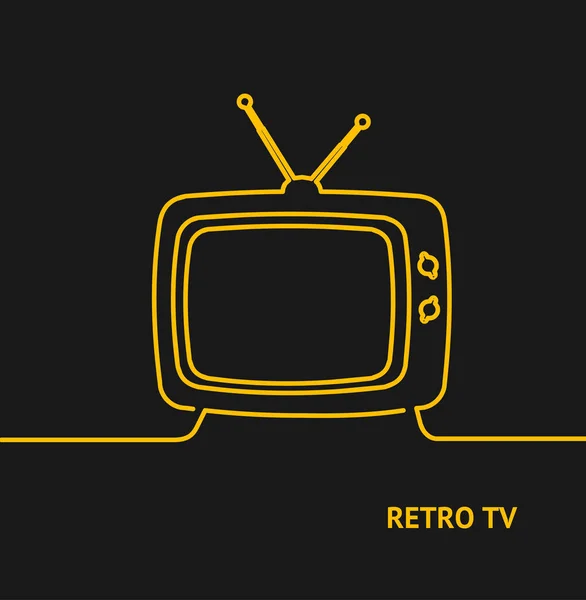 Retro Tv Concept Banner Line Design Style. Vector — Vector de stock