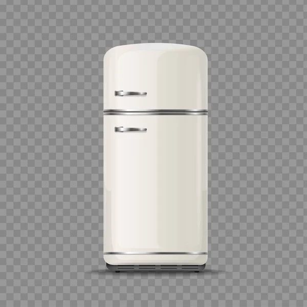 Réfrigérateur blanc vintage 3d détaillé réaliste. Vecteur — Image vectorielle