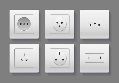 Gerçekçi Detaylı 3d Soket Seti. Vektör