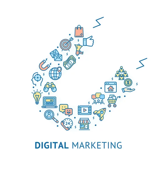 Digital Marketing Banner Concept Ad Poster Card. Vektor Stock Ilustrace