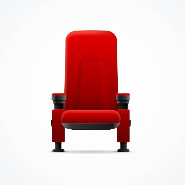 Gerçekçi Detaylı 3d Kızıl Sinema Sandalyesi. Vektör