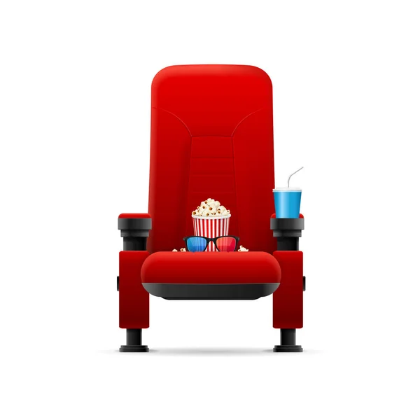 Realistisch gedetailleerd 3D Red Cinema Chair Concept. Vector — Stockvector